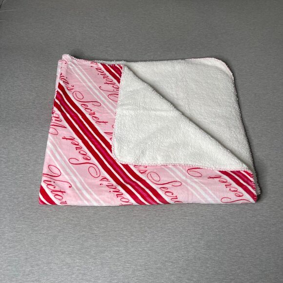 Victoria's Secret 60” x 50” Stripe Script Logo Cozy-Plush Blanket - Picture 3 of 11